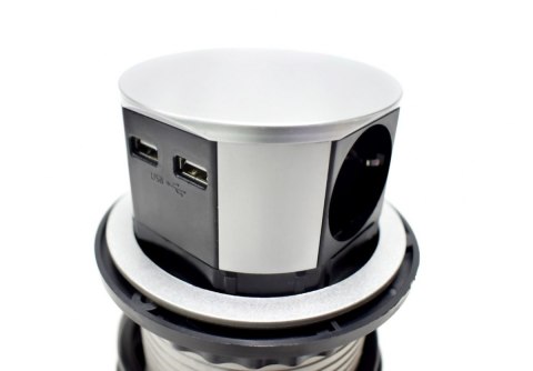 CHOWANE GNIAZDO STOŁOWE 4 GNIAZDA Z USB SREBRNE 1,5 M DO BIURA I DOMU CHOWANE GNIAZDO STOŁOWE 4 GNIAZDA Z USB SREBRNE 1,5 M DO BIURA I DOMU