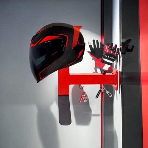 Uchwyt ścienny do kasku motocyklowego kluczy kombinezonu Czerwony Uchwyt ścienny do kasku motocyklowego kluczy kombinezonu Czerwony