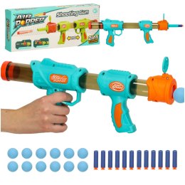 Pistolet na kulki karabin na piankowe naboje solidny dla dzieci gra 2w1 niebieski Kik Sp. z o. o. Sp. k.