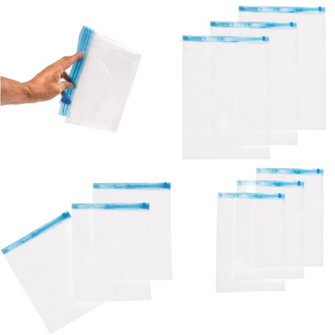 Worki próżniowe rolowane na ubrania 9 sztuk 3 rozmiary 35x50cm, 40x50cm, 50x70cm Kik Sp. z o. o. Sp. k. Worki próżniowe rolowane na ubrania 9 sztuk 3 rozmiary 35x50cm, 40x50cm, 50x70cm Kik Sp. z o. o. Sp. k.