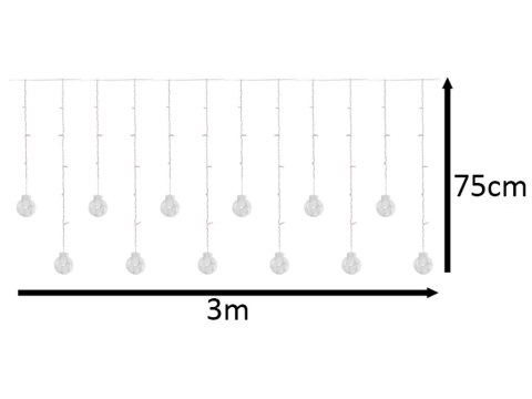 Lampki LED kurtyna kule wiszące świąteczne choinkowe 3m 108LED multikolor ze złączem 8 trybów świecenia Kik Sp. z o. o. Sp. k. Lampki LED kurtyna kule wiszące świąteczne choinkowe 3m 108LED multikolor ze złączem 8 trybów świecenia Kik Sp. z o. o. Sp. k.