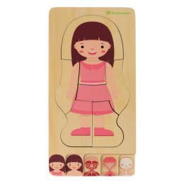 Puzzle drewniane warstwowe budowa ciała montessori dziewczynka Kik Sp. z o. o. Sp. k.