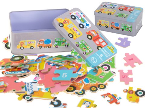 Puzzle w puszce pojazdy 30 puzzli Kik Sp. z o. o. Sp. k.