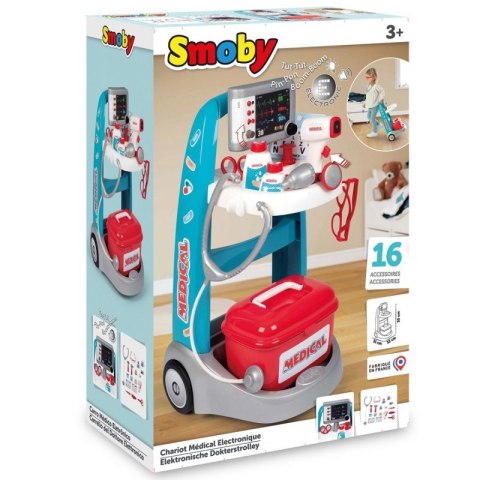 Smoby SMOBY Elektroniczny Wózek Medyczny Lekarski 16 akcesoriów Smoby SMOBY Elektroniczny Wózek Medyczny Lekarski 16 akcesoriów