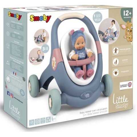 Smoby SMOBY Little Chodzik Pchacz 3w1 Wózek dla Dzieci + Lalka Bobas Smoby SMOBY Little Chodzik Pchacz 3w1 Wózek dla Dzieci + Lalka Bobas