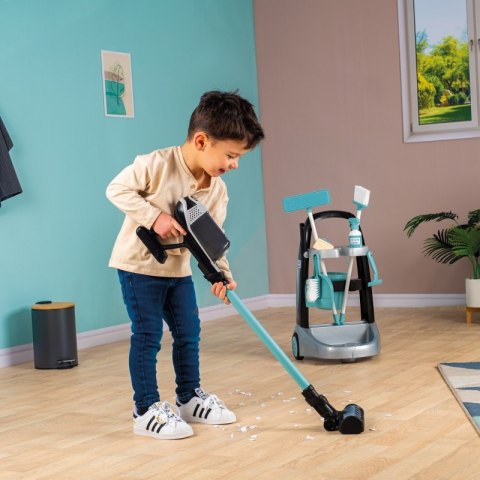 Smoby SMOBY Wózek do sprzątania z odkurzaczem Rowenta z dźwiękiem + 10 akcesoriów Smoby SMOBY Wózek do sprzątania z odkurzaczem Rowenta z dźwiękiem + 10 akcesoriów