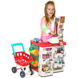 Woopie WOOPIE Sklep Supermarket z Wózkiem Sklepowym Waga Kasa Skaner + 48 Akc.