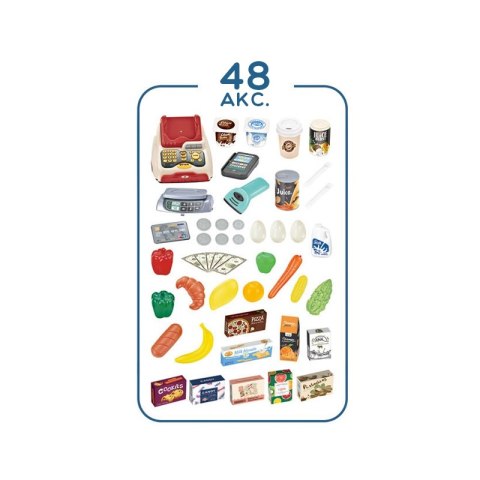 Woopie WOOPIE Sklep Supermarket z Wózkiem Sklepowym Waga Kasa Skaner + 48 Akc. Woopie WOOPIE Sklep Supermarket z Wózkiem Sklepowym Waga Kasa Skaner + 48 Akc.