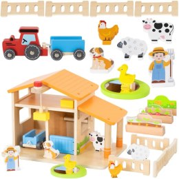 Viga Toys VIGA Drewniana Farma Dom Farmera Z Ogródkiem I Traktorem 21 el