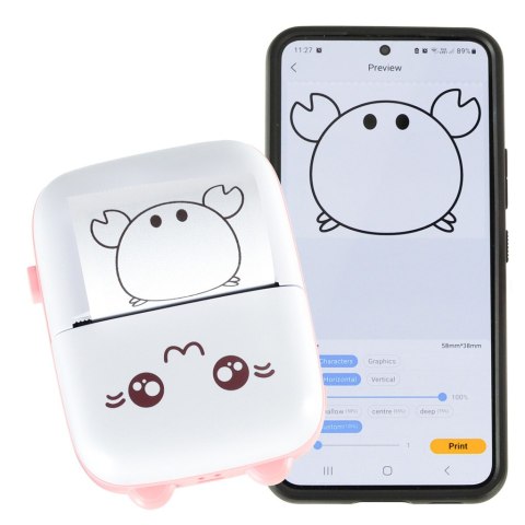 Drukotek drukarka mini termiczna do zdjęć notatek etykiet + kabel USB kotek kot różowy Kik Sp. z o. o. Sp. k. Drukotek drukarka mini termiczna do zdjęć notatek etykiet + kabel USB kotek kot różowy Kik Sp. z o. o. Sp. k.