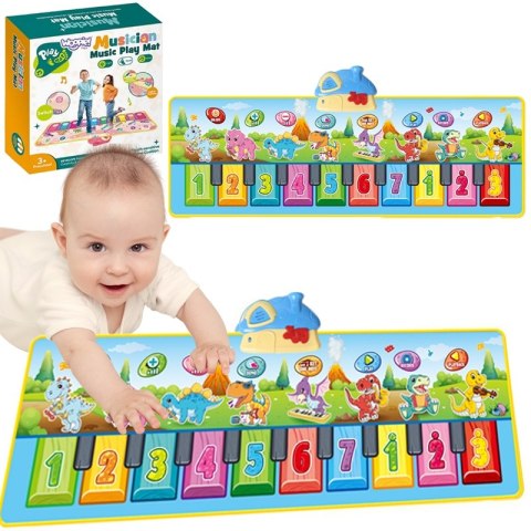 Woopie WOOPIE Mata Muzyczna XXL Dinusie 2w1 Pianinko 8 Melodii 110cm