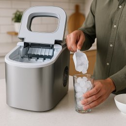 E-hurtownia Kostkarka do lodu 2,2L 12kg/24h srebrna kompaktowa 2 rozmiary kostek