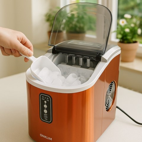 E-hurtownia Kostkarka do lodu 2,2L 15kg/24h pomarańczowa kompaktowa 2 rozmiary kostek E-hurtownia Kostkarka do lodu 2,2L 15kg/24h pomarańczowa kompaktowa 2 rozmiary kostek