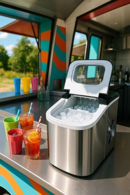 E-hurtownia Kostkarka do lodu INOX 2,2L 12kg/24h kompaktowa 2 rozmiary kostek