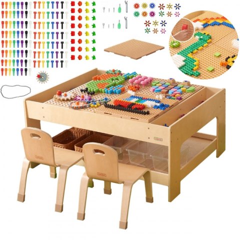 Masterkidz MASTERKIDZ Drewniany Stół Edukacyjny + AKCESORIA STEM WALL + 135 Klocków