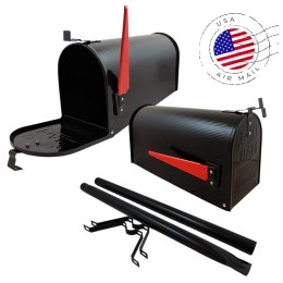 Bituxx Skrzynka pocztowa usa postmail czarna stalowa amerykańska z flaga listy