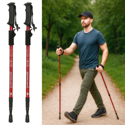 Kijki kije trekkingowe do nordic walking składane 2 sztuki czerwone Kik Sp. z o. o. Sp. k. Kijki kije trekkingowe do nordic walking składane 2 sztuki czerwone Kik Sp. z o. o. Sp. k.