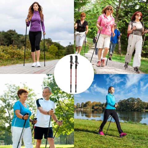 Kijki kije trekkingowe do nordic walking składane 2 sztuki czerwone Kik Sp. z o. o. Sp. k. Kijki kije trekkingowe do nordic walking składane 2 sztuki czerwone Kik Sp. z o. o. Sp. k.