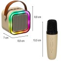 Zestaw do karaoke 2 mikrofony + głośnik przenośny BLUETOOTH USB LED beżowy Kik Sp. z o. o. Sp. k.