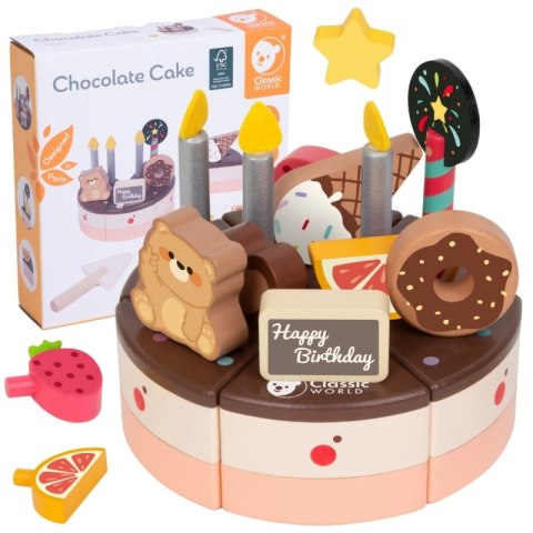 Classic World CLASSIC WORLD Drewniany Tort Urodzinowy do Krojenia 19el. Classic World CLASSIC WORLD Drewniany Tort Urodzinowy do Krojenia 19el.