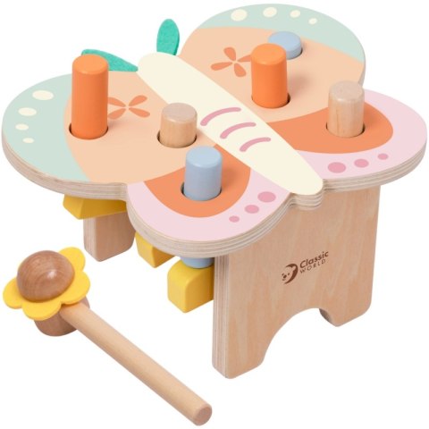 Classic World CLASSIC WORLD Wbijak Pastelowy Motylek Montessori z Młoteczkiem Classic World CLASSIC WORLD Wbijak Pastelowy Motylek Montessori z Młoteczkiem