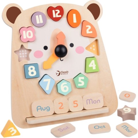 Classic World CLASSIC WORLD Zegar Miś Montessori Edukacyjny 3w1 Nauka Czasu Liczenia i Daty Classic World CLASSIC WORLD Zegar Miś Montessori Edukacyjny 3w1 Nauka Czasu Liczenia i Daty