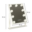 Lusterko do makijażu kosmetyczne podświetlane 9 LED Hollywood z 9 żarówkami USB 25 x 30 cm Kik Sp. z o. o. Sp. k.
