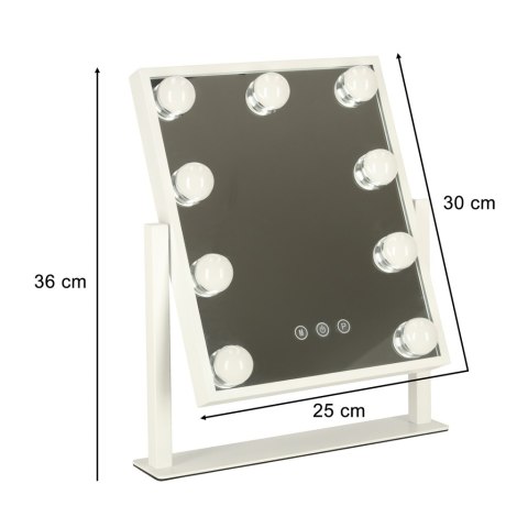 Lusterko do makijażu kosmetyczne podświetlane 9 LED Hollywood z 9 żarówkami USB 25 x 30 cm Kik Sp. z o. o. Sp. k. Lusterko do makijażu kosmetyczne podświetlane 9 LED Hollywood z 9 żarówkami USB 25 x 30 cm Kik Sp. z o. o. Sp. k.
