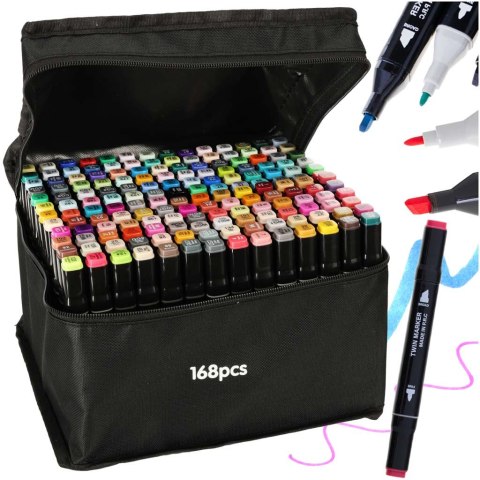 Markery dwustronne alkoholowe w etui 168 sztuk Kik Sp. z o. o. Sp. k. Markery dwustronne alkoholowe w etui 168 sztuk Kik Sp. z o. o. Sp. k.