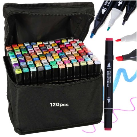 Markery dwustronne mazaki alkoholowe w etui 120 + podstawka Kik Sp. z o. o. Sp. k. Markery dwustronne mazaki alkoholowe w etui 120 + podstawka Kik Sp. z o. o. Sp. k.