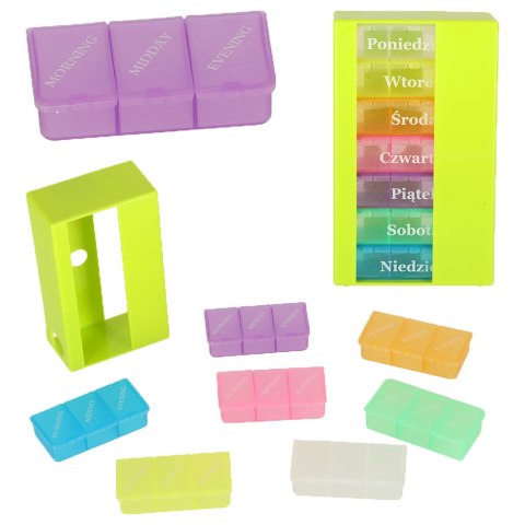 Pudełko organizer na leki na tabletki kasetka 7 dni 3 pory dnia 4 języki Kik Sp. z o. o. Sp. k. Pudełko organizer na leki na tabletki kasetka 7 dni 3 pory dnia 4 języki Kik Sp. z o. o. Sp. k.