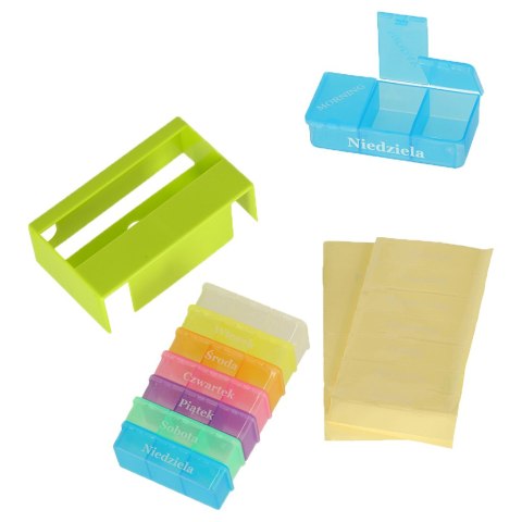 Pudełko organizer na leki na tabletki kasetka 7 dni 3 pory dnia 4 języki Kik Sp. z o. o. Sp. k. Pudełko organizer na leki na tabletki kasetka 7 dni 3 pory dnia 4 języki Kik Sp. z o. o. Sp. k.