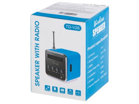 Radio akumulatorowe przenośne głośnik Bluetooth LCD TD-V26 Kik Sp. z o. o. Sp. k. Radio akumulatorowe przenośne głośnik Bluetooth LCD TD-V26 Kik Sp. z o. o. Sp. k.