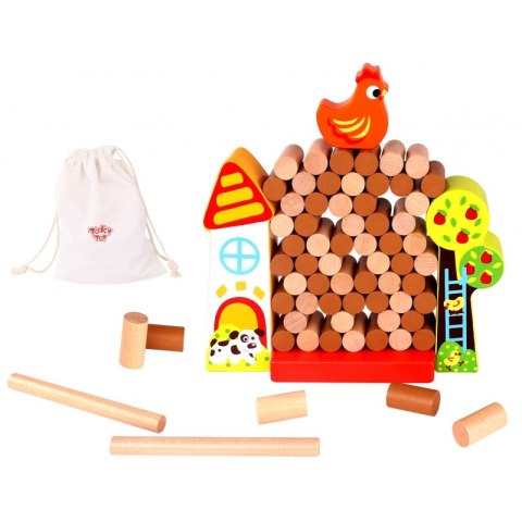 Tooky Toy TOOKY TOY Gra Zręcznościowa Spadająca Kura Drewniana Farma