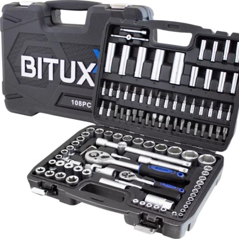 E-hurtownia Zestaw kluczy nasadowych 108 el crv bituxx grzechotki torx w walizce E-hurtownia Zestaw kluczy nasadowych 108 el crv bituxx grzechotki torx w walizce