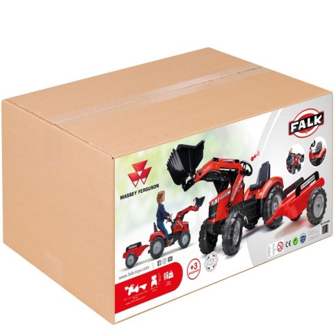 FALK FALK Traktor Massey Ferguson Czerwony na Pedały z Przyczepką od 3 Lat FALK FALK Traktor Massey Ferguson Czerwony na Pedały z Przyczepką od 3 Lat