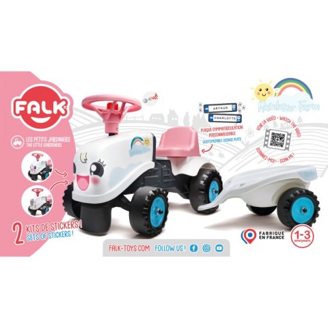 FALK FALK Traktorek Rainbow Biały z Przyczepką od 1 roku FALK FALK Traktorek Rainbow Biały z Przyczepką od 1 roku