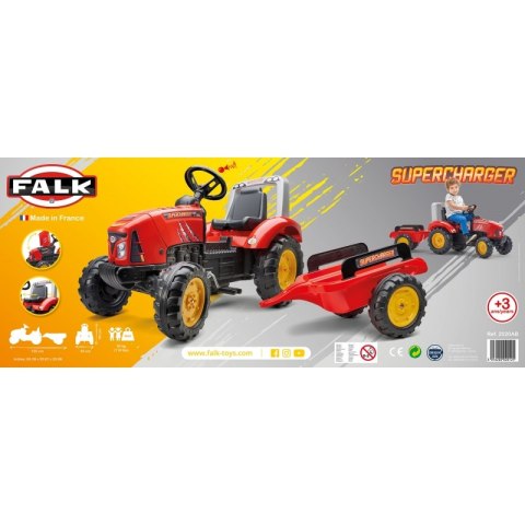 FALK FALK Traktorek Red Supercharger na Pedały z Przyczepką Otwierany od 3 Lat FALK FALK Traktorek Red Supercharger na Pedały z Przyczepką Otwierany od 3 Lat