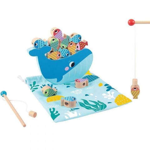 Tooky Toy TOOKY TOY Drewniana Gra Wieloryb i Rybki Wielofunkcyjna 4 w 1