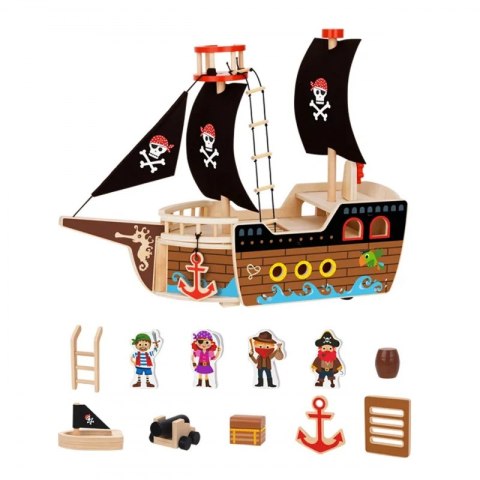 Tooky Toy TOOKY TOY Statek Piracki Drewniany Figurki Zestaw Tooky Toy TOOKY TOY Statek Piracki Drewniany Figurki Zestaw
