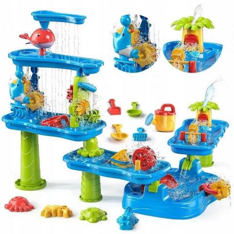 Woopie WOOPIE Ogromny Aquapark Stolik Wodny 6w1 Piaskownica Wodospad Tor Wodny 6-poziomowy Modułowy