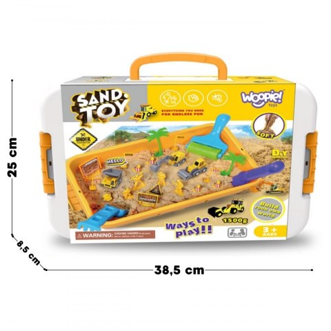 Woopie WOOPIE Piasek Kinetyczny 1,5 kg Zestaw XXL Plac Budowy Stolik z Foremkami i Pojazdami Woopie WOOPIE Piasek Kinetyczny 1,5 kg Zestaw XXL Plac Budowy Stolik z Foremkami i Pojazdami
