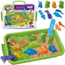 Woopie WOOPIE Piasek Kinetyczny 1,5 kg Zestaw XXL ZOO Safari Stolik z Foremkami