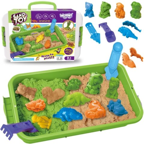 Woopie WOOPIE Piasek Kinetyczny 1,5 kg Zestaw XXL ZOO Safari Stolik z Foremkami