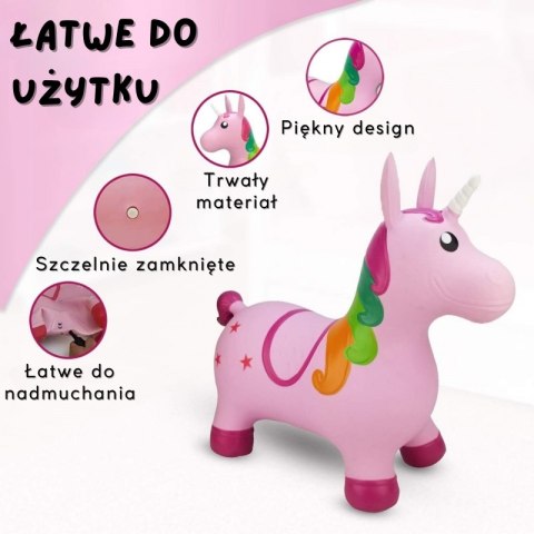 Woopie WOOPIE Skoczek Gumowy do Skakania Jednorożec Różowy + Pompka Woopie WOOPIE Skoczek Gumowy do Skakania Jednorożec Różowy + Pompka