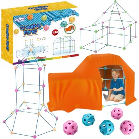 Woopie WOOPIE Zestaw Konstrukcyjny XXL Klocki do Budowania Namiotu Bazy Rurki Słomki 340 el.