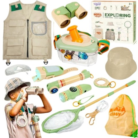 Woopie WOOPIE Zestaw Małego Odkrywcy Lornetka Kompas Siatka Na Owady Motyle Latarka