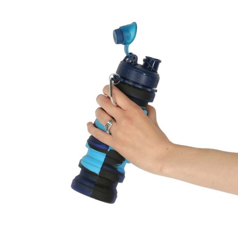 Butelka na wodę bidon silikonowy składany z uchwytem BPA FREE 500ml niebieski Kik Sp. z o. o. Sp. k. Butelka na wodę bidon silikonowy składany z uchwytem BPA FREE 500ml niebieski Kik Sp. z o. o. Sp. k.