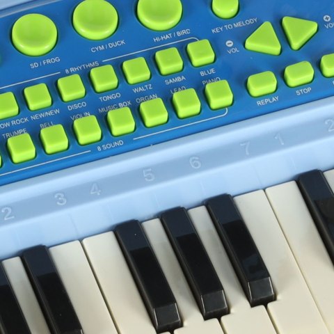 Keyboard dla dzieci pianinko interaktywne organki 37 klawiszy mikrofon statyw niebieskie Kik Sp. z o. o. Sp. k. Keyboard dla dzieci pianinko interaktywne organki 37 klawiszy mikrofon statyw niebieskie Kik Sp. z o. o. Sp. k.