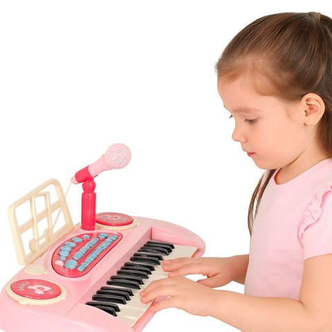 Keyboard dla dzieci pianinko interaktywne organki 37 klawiszy mikrofon statyw różowe Kik Sp. z o. o. Sp. k. Keyboard dla dzieci pianinko interaktywne organki 37 klawiszy mikrofon statyw różowe Kik Sp. z o. o. Sp. k.